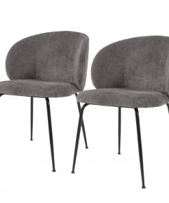 Red Living Esszimmerstuhl Sibari (2er-Set) - Chentille / Stahl - Grau / Schwarz