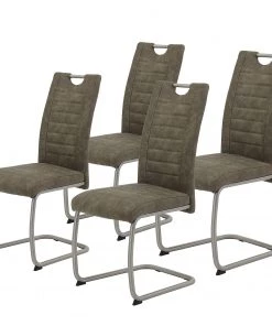 Loftscape Freischwinger Wisches - Microfaser / Edelstahl - Schlamm - 4er Set