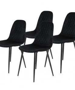 Jack & Alice Esszimmerstuhl Rudine - Microfaser / Stahl - Schwarz - Schwarz - 4er Set
