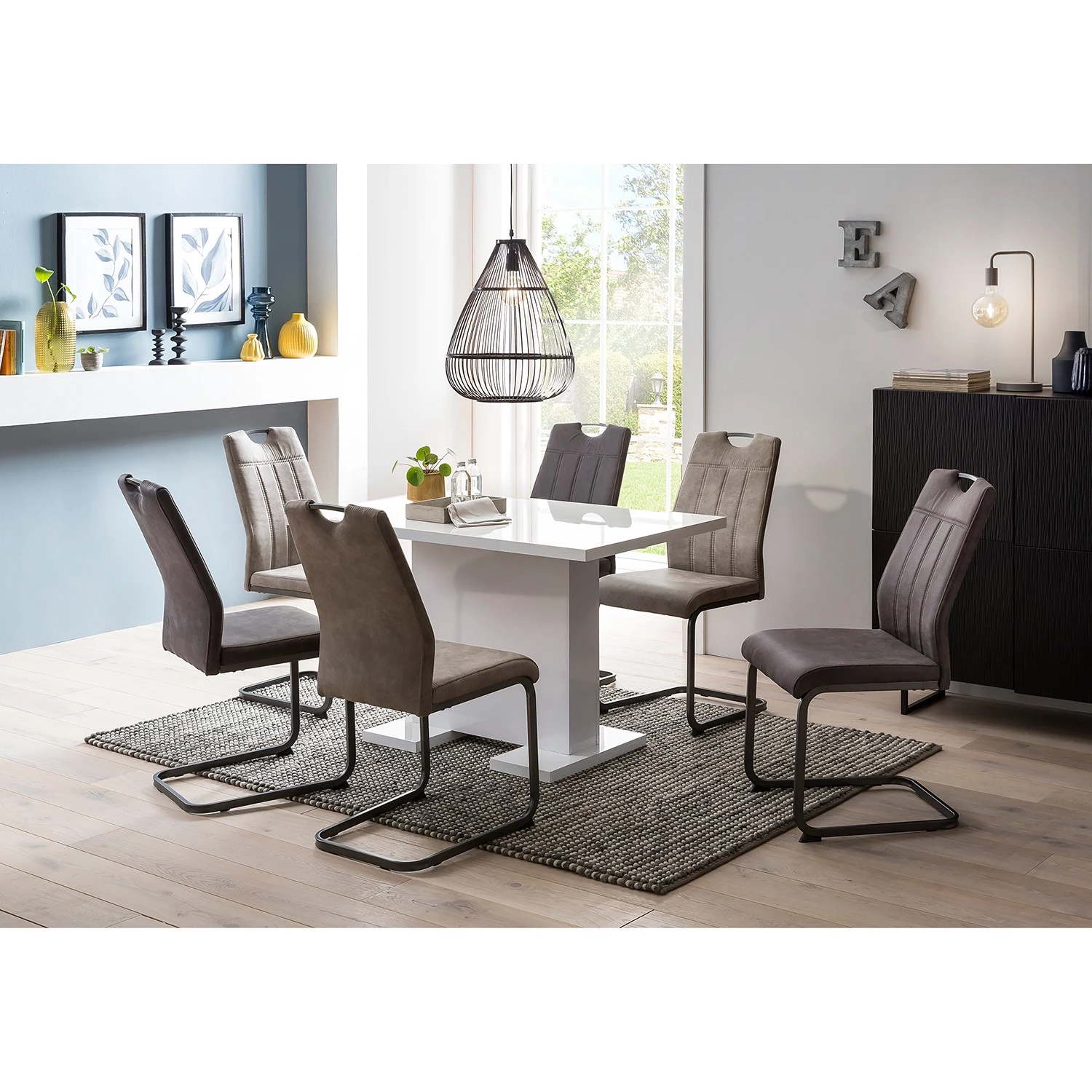 Loftscape Freischwinger Cotulla - Microfaser / Metall - Schwarz - Vintage Grau - 4er Set 2 Loftscape Freischwinger Cotulla - Microfaser / Metall - Schwarz - Vintage Grau - 4er Set – Bild 2