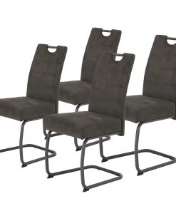 Loftscape Freischwinger Frenois - Microfaser / Stahl - Anthrazit - 4er Set