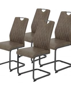 Loftscape Freischwinger Lajo - Microfaser / Stahl - Schlamm - 4er Set