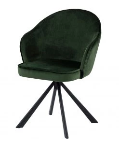 Loftscape Armlehnenstuhl Chamby I - Samt / Eisen - Dunkelgrün / Schwarz