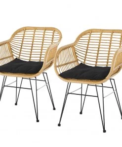 Armlehnstuhl Keleo (2er-Set) - Beige / Schwarz