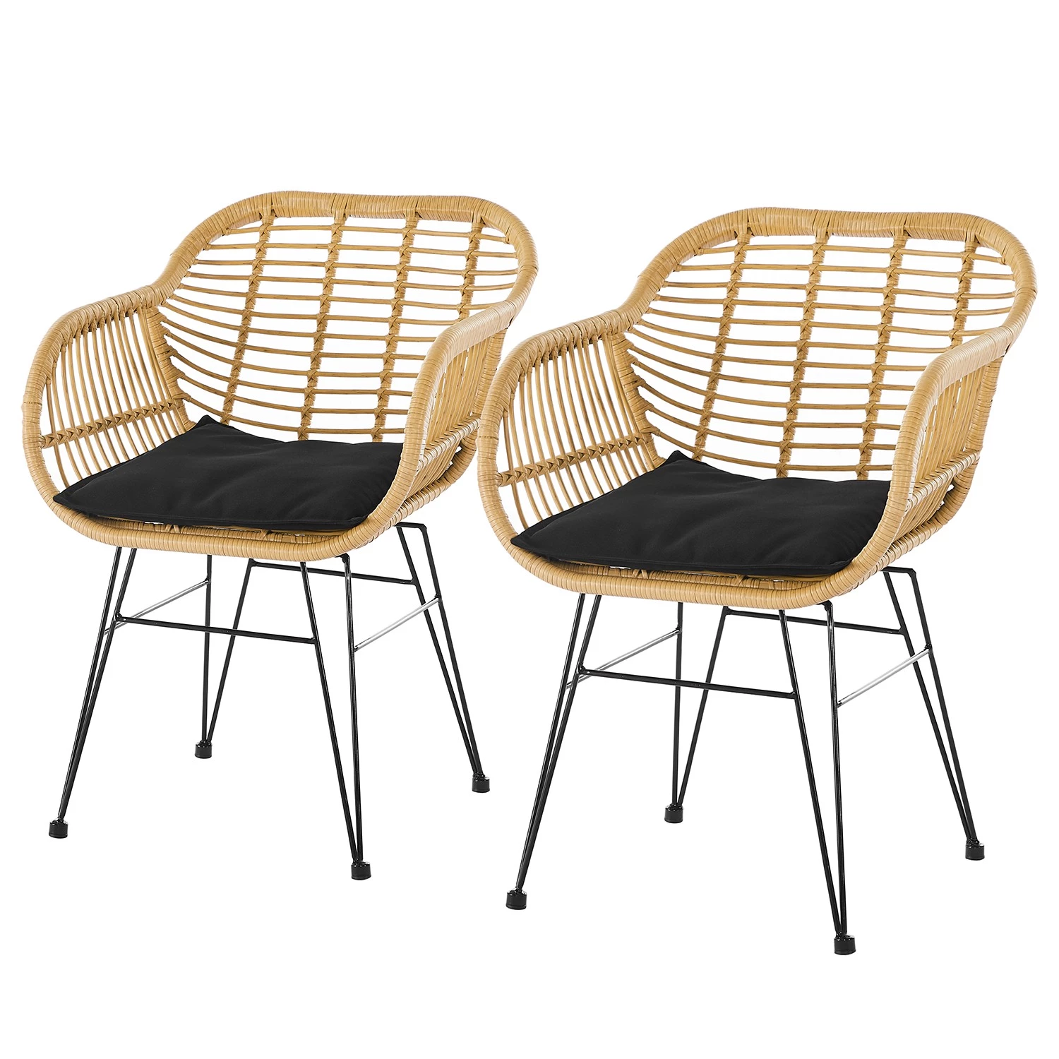 Armlehnstuhl Keleo (2er-Set) - Beige / Schwarz 1 Armlehnstuhl Keleo (2er-Set) - Beige / Schwarz