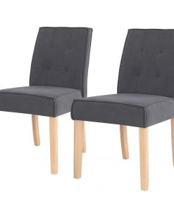 Loftscape Polsterstuhl Alcoy (2er-Set) - Webstoff / Gummibaum - Grau / Gummibaum