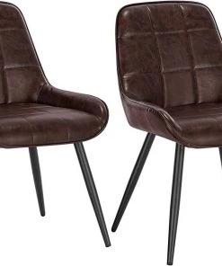 Woltu Esszimmerstuhl Olaf (2er Set) - Dunkelbraun