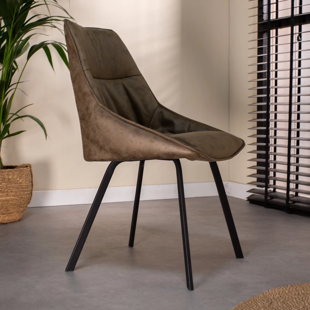 Dimehouse Billy Esszimmerstuhl Leder - Grün 3 Dimehouse Billy Esszimmerstuhl Leder - Grün – Bild 3