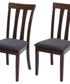 Esszimmerstuhl HWC-G46 (2er Set) - Anthrazit - Dunkelbraun - Dunkelbraun