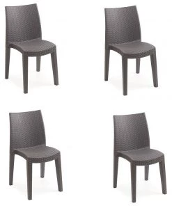 Dmora Set aus 4 stapelbaren Stühlen mit