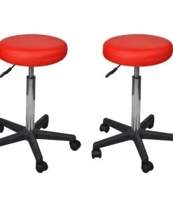 VidaXL Rollhocker 2 Stk. Kunstleder - Rot