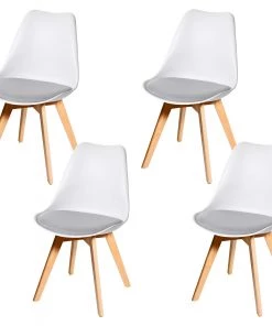 Esszimmerstuhl HWC-E53 (4er Set) - Weiß - Grau - Braun