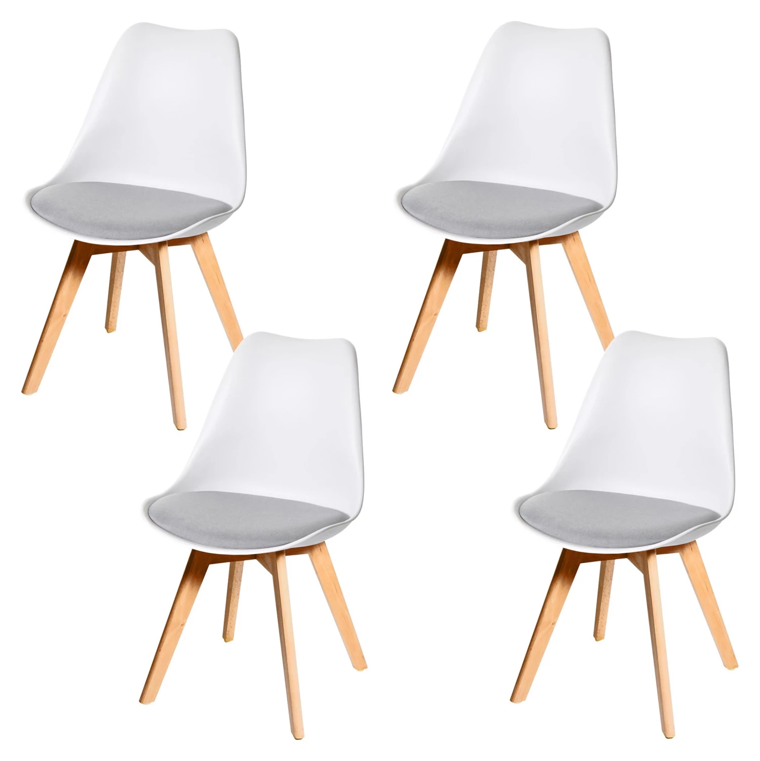 Esszimmerstuhl HWC-E53 (4er Set) - Weiß - Grau - Braun 1 Esszimmerstuhl HWC-E53 (4er Set) - Weiß - Grau - Braun