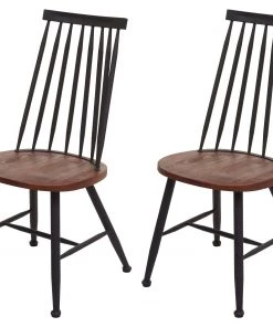Esszimmerstuhl HWC-G69 (2er Set) - Braun - Dunkelbraun