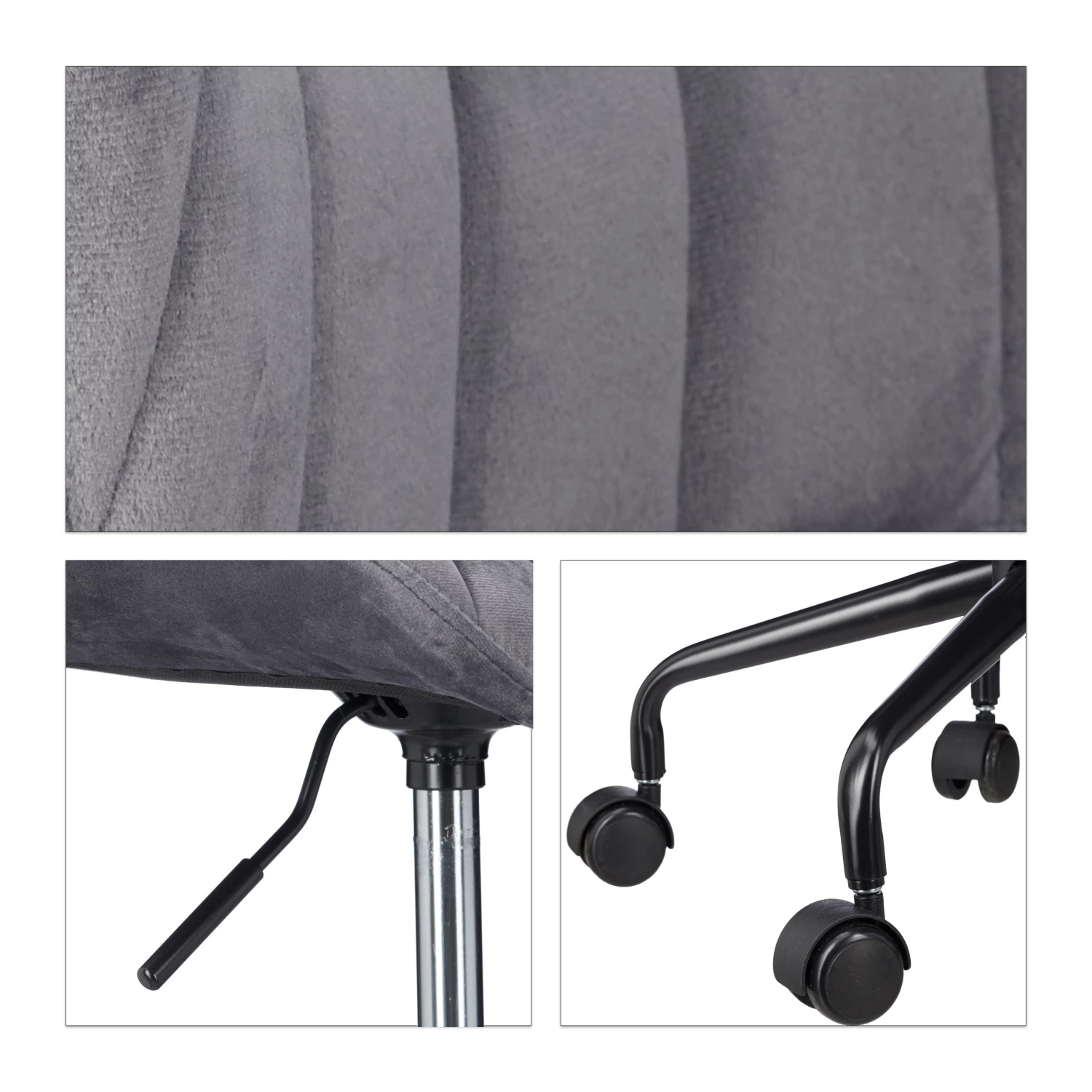 Relaxdays Bürostuhl Drehstuhl verschiedene Farben - Grau - Schwarz 6 Relaxdays Bürostuhl Drehstuhl verschiedene Farben - Grau - Schwarz – Bild 6