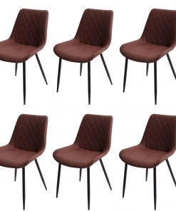 Esszimmerstuhl HWC-E56 (6er Set) - Braun - Textil