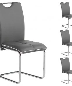 IDIMEX Schwingstuhl ELEONORA (4er-Set) - Grau