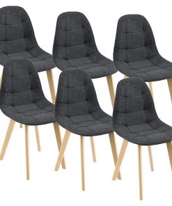 En.casa Esszimmerstuhl Kopparberg 6er-Set - Schwarz