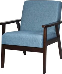 Costway Akzentstuhl, gepolsterter Stoffstuhl - Blau