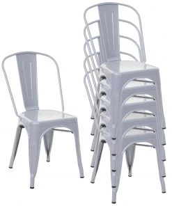 Stuhl HWC-A73 Metall (6er Set) - Grau