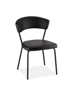 Ebuy24 Plim Esszimmerstuhl schwarz - Plim Esszimmerstuhl schwarz, Kunstleder, schwarz Metall.