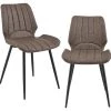 En.casa Esszimmerstuhl Mendoza 2er Set - Braun - Kunstleder