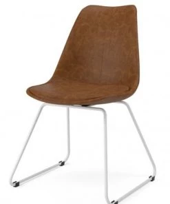 KAWOLA Stuhl MALIM Kunstleder braun - KAWOLA Stuhl MALIM Kunstleder braun Kufe Metall weiß