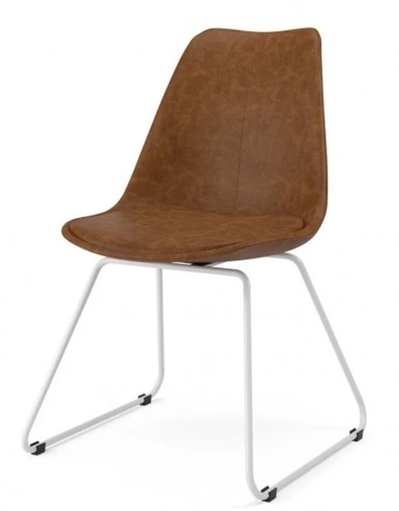 KAWOLA Stuhl MALIM Kunstleder braun - KAWOLA Stuhl MALIM Kunstleder braun Kufe Metall weiß 1 KAWOLA Stuhl MALIM Kunstleder braun - KAWOLA Stuhl MALIM Kunstleder braun Kufe Metall weiß