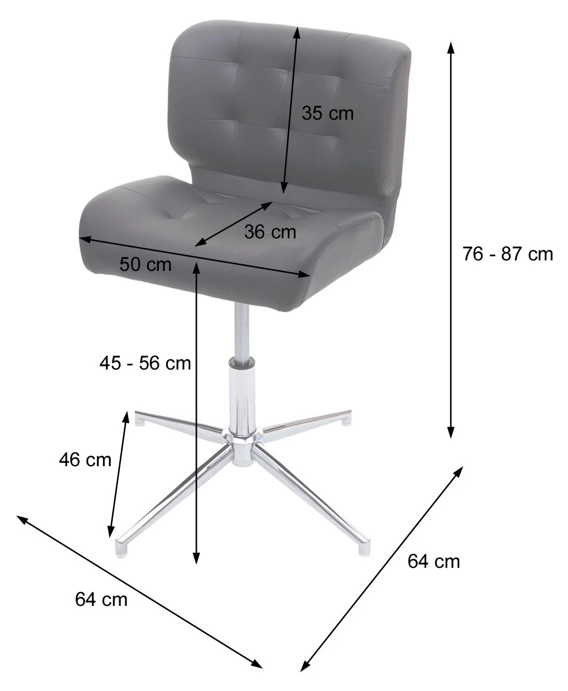 Esszimmerstuhl HWC-H42 (2er Set) - Schwarz - Silber - Kunstleder 4 Esszimmerstuhl HWC-H42 (2er Set) - Schwarz - Silber - Kunstleder – Bild 4