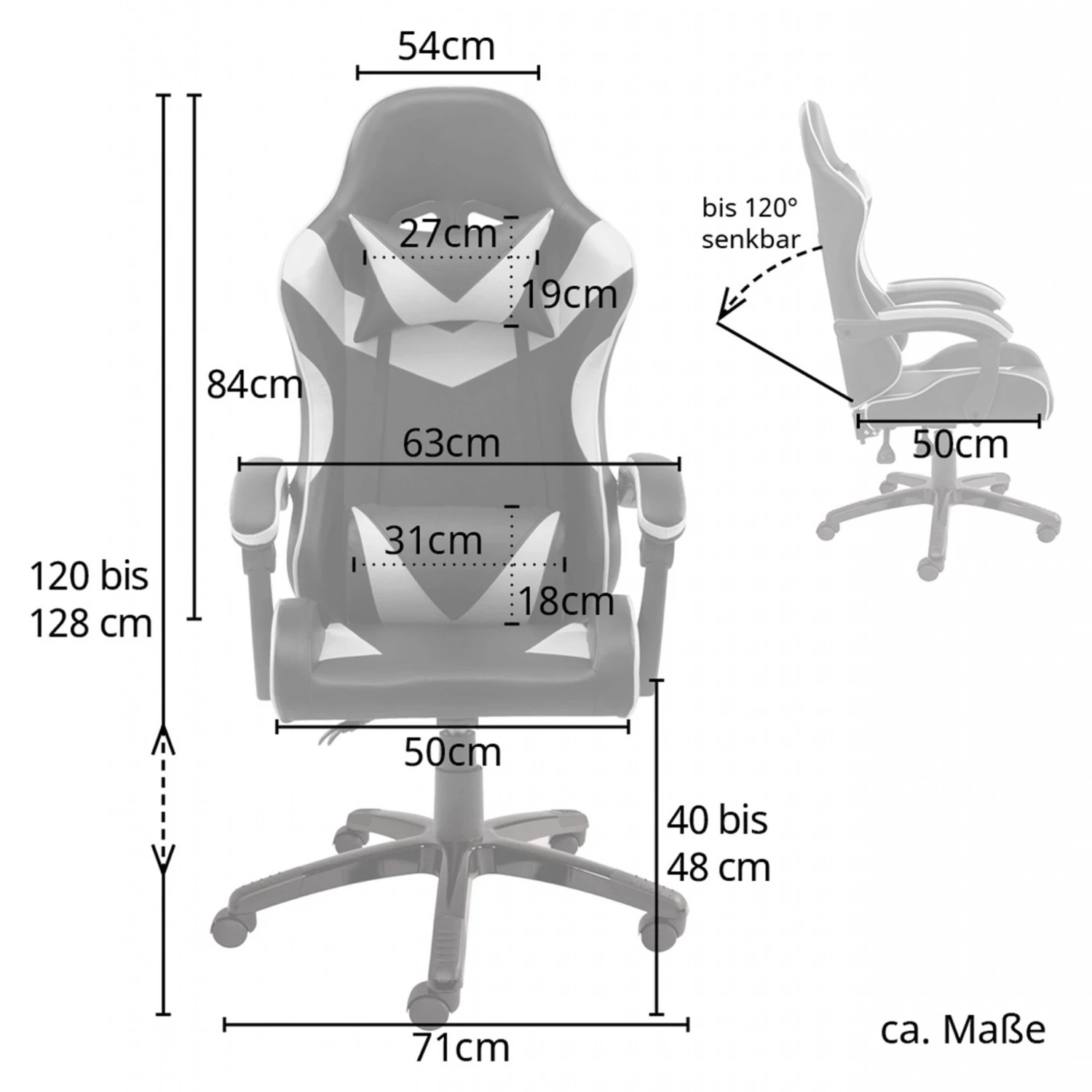 Svita Gaming-Chair - Schwarz - Weiß 6 Svita Gaming-Chair - Schwarz - Weiß – Bild 6