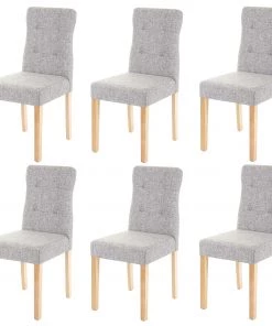 Esszimmerstuhl HWC-E58 (6er Set) - Grau - Braun - Textil