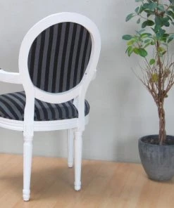 Ebuy24 Rokoko Esszimmerstuhl - Rokoko Esszimmerstuhl mit Armlehne weiss mit Stoff schwarz gestreift. -Deutschland Stühle Verkaufs-Shop 35b460731d2140fbbd2af1129db4fd8b