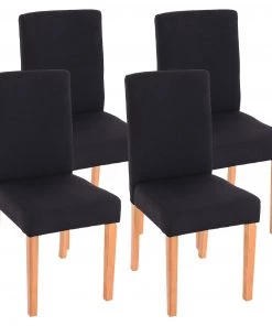 HWC Esszimmerstuhl Littau 4er-Set - Schwarz - Braun - Textil