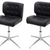 Esszimmerstuhl HWC-H42 (2er Set) - Schwarz - Silber - Kunstleder