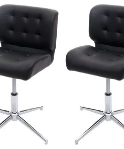 Esszimmerstuhl HWC-H42 (2er Set) - Schwarz - Silber - Kunstleder