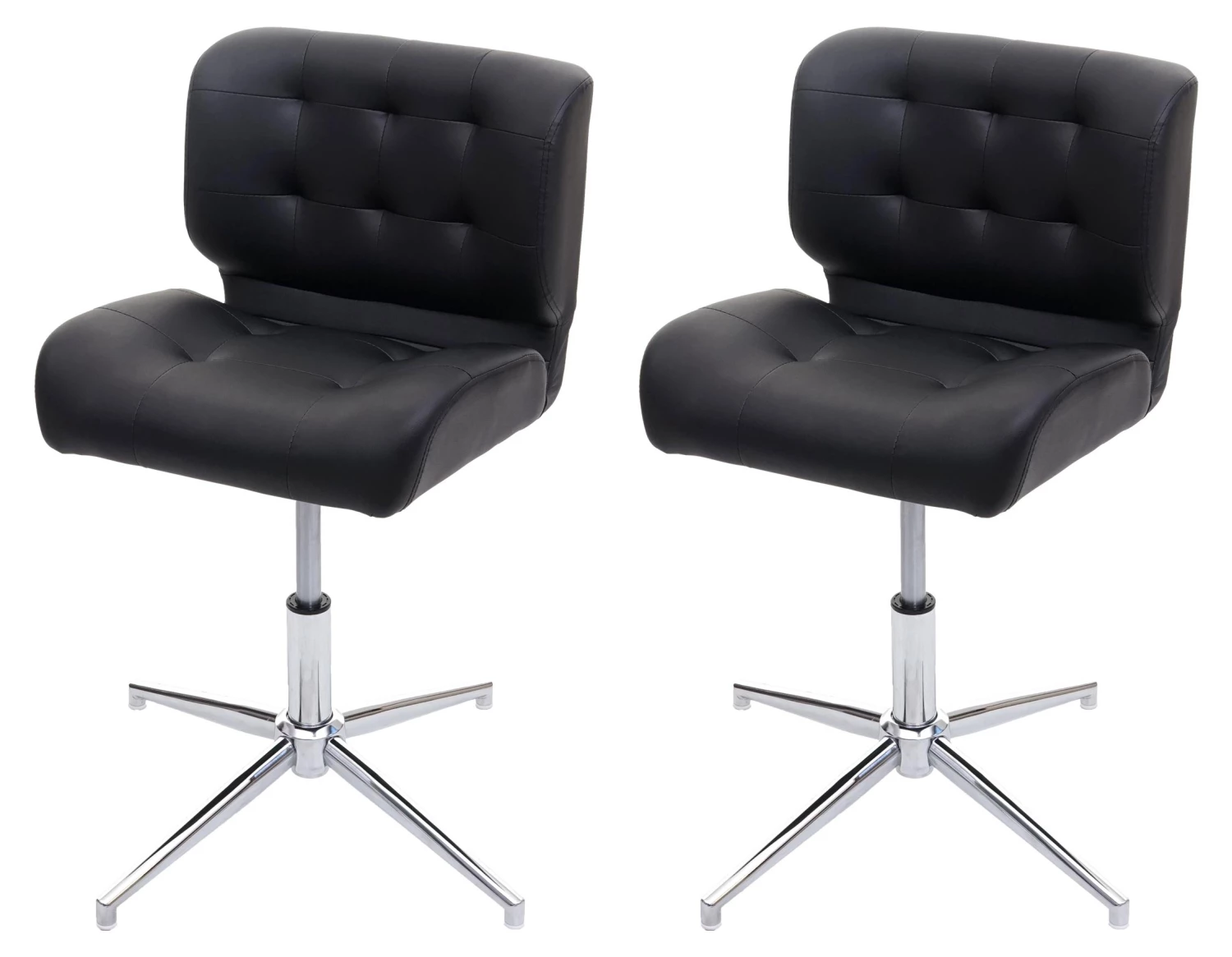 Esszimmerstuhl HWC-H42 (2er Set) - Schwarz - Silber - Kunstleder 1 Esszimmerstuhl HWC-H42 (2er Set) - Schwarz - Silber - Kunstleder