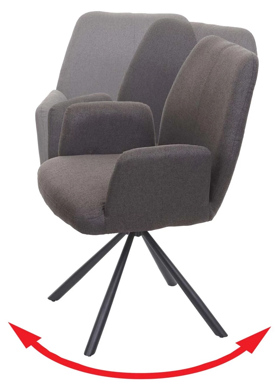 Esszimmerstuhl HWC-H71 (6er Set) drehbar - Grau 3 Esszimmerstuhl HWC-H71 (6er Set) drehbar - Grau – Bild 3