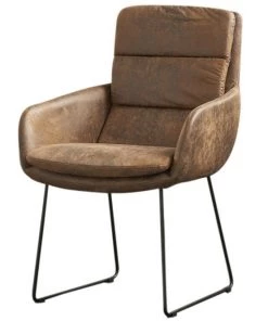 KAWOLA Stuhl VINCE Microfaser Kufenfuß - Braun - Microfaser