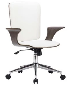 VidaXL Drehbarer Bürostuhl Kunstleder - Weiß - 61 x 104 cm
