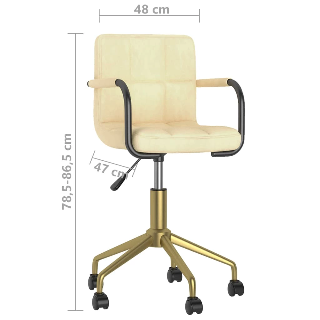VidaXL Bürostuhl Drehbar Samt - Cremeweiß 2 VidaXL Bürostuhl Drehbar Samt - Cremeweiß – Bild 2