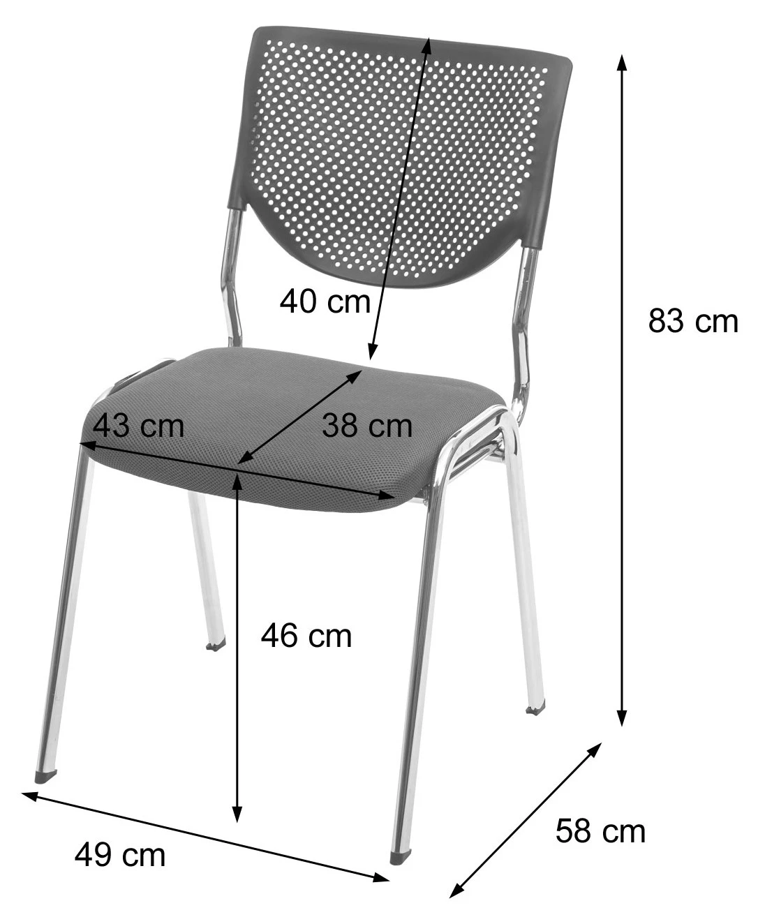 HWC Besucherstuhl T401 Stapelbar - Schwarz - Höhe: 82 cm - Schwarz 6 HWC Besucherstuhl T401 Stapelbar - Schwarz - Höhe: 82 cm - Schwarz – Bild 6