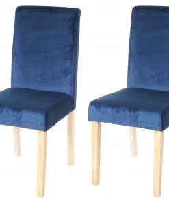HWC Esszimmerstuhl Littau Samt (2er Set) - Petrol - Holz teilmassiv