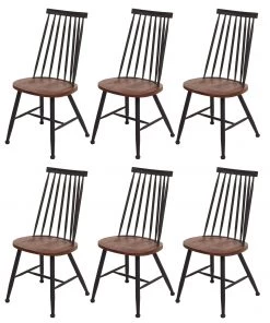 Esszimmerstuhl HWC-G69 (6er Set) - Dunkelbraun - Braun