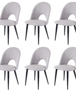 Esszimmerstuhl HWC-D73 (6er Set) - Hellgrau