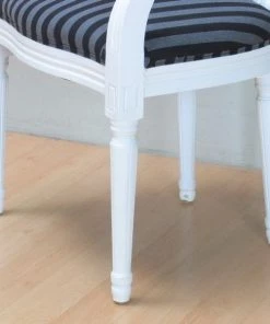 Ebuy24 Rokoko Esszimmerstuhl - Rokoko Esszimmerstuhl mit Armlehne weiss mit Stoff schwarz gestreift. -Deutschland Stühle Verkaufs-Shop 465522a6f2fe4008b483104994cdbba4