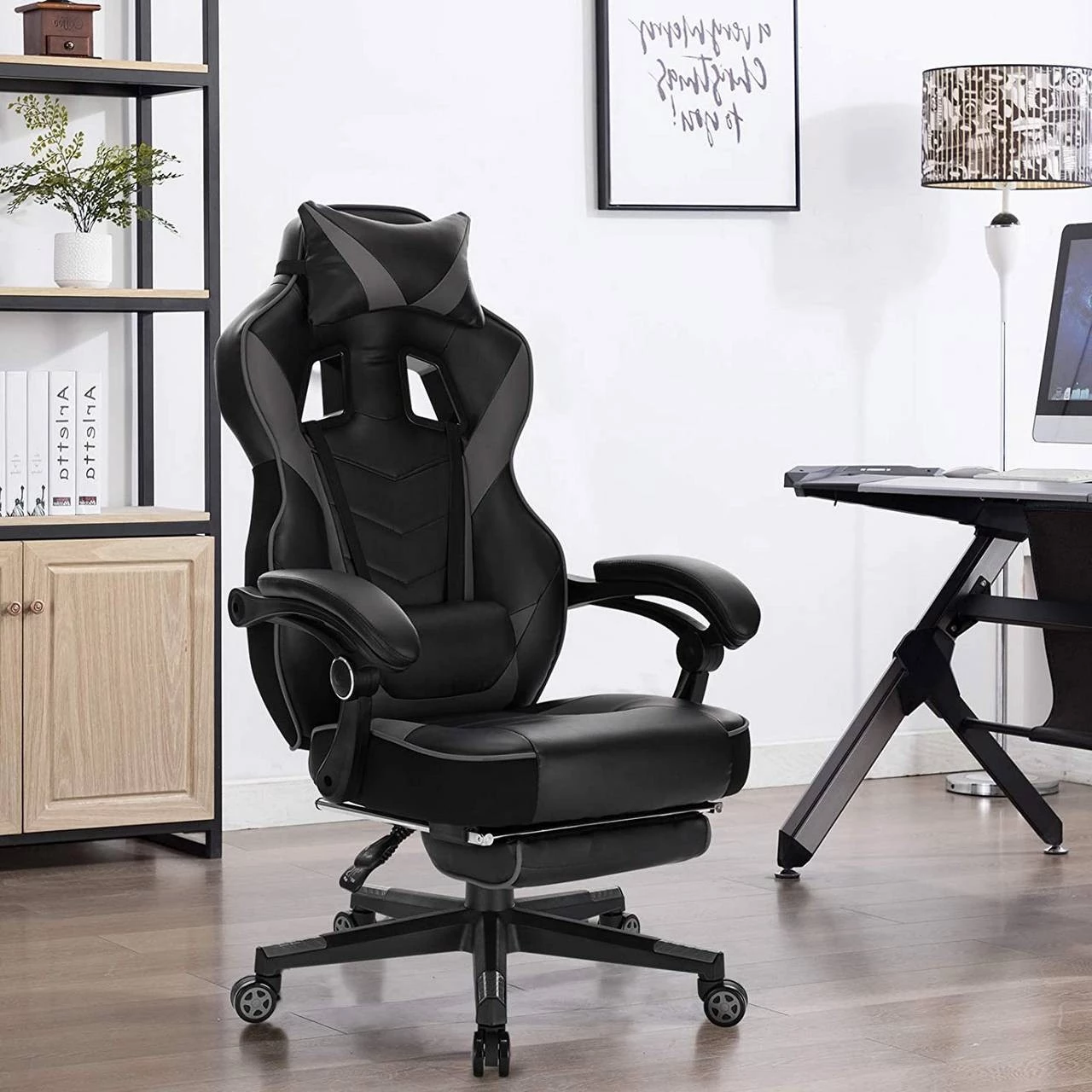 Woltu Gaming Stuhl Andreas - Schwarz - Grau 2 Woltu Gaming Stuhl Andreas - Schwarz - Grau – Bild 2