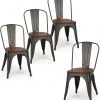 Costway 4er Set Esszimmerstuhl Bistrostuhl