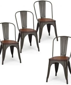 Costway 4er Set Esszimmerstuhl Bistrostuhl