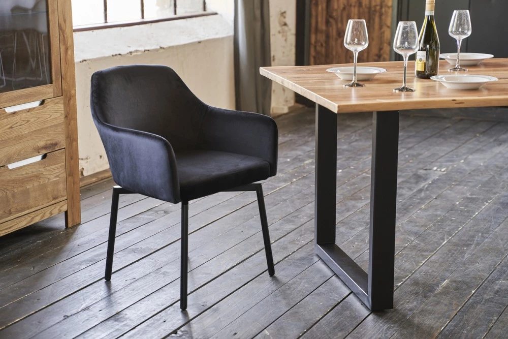 KAWOLA Stuhl Loui Sessel drehbar Velvet sw - Schwarz 2 KAWOLA Stuhl Loui Sessel drehbar Velvet sw - Schwarz – Bild 2