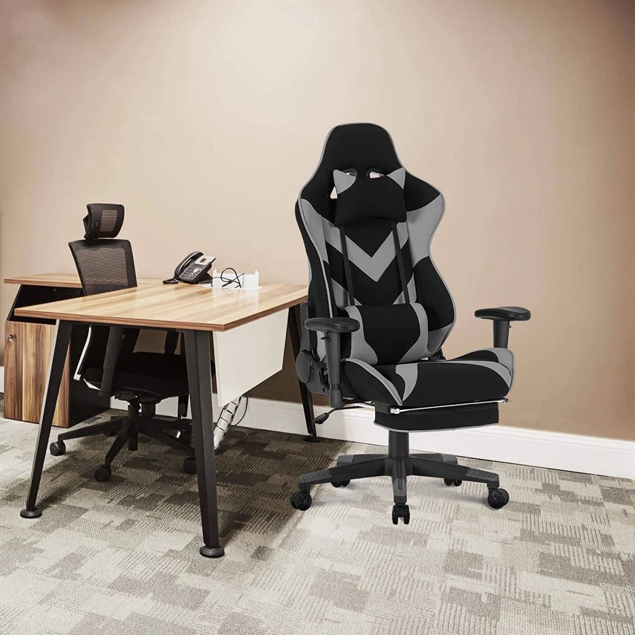 Woltu Gaming Stuhl Ludwig - Grau 2 Woltu Gaming Stuhl Ludwig - Grau – Bild 2